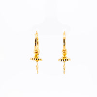 Thumbnail for 22K Yellow Gold Fancy Hoop Earrings with Jhumka-Style Hanging Drops