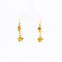 Thumbnail for 22K Gold Flower Drop Earrings | Small Fancy Hoop Earrings with Floral Charm NZ