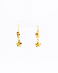 22K Gold Flower Drop Earrings | Small Fancy Hoop Earrings with Floral Charm NZ
