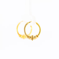 Thumbnail for 22K Yellow Gold Delicate Fancy Hoop Earrings with Textured Stations