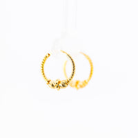 Thumbnail for 22K Yellow Gold Delicate Fancy Hoop Earrings with Textured Stations