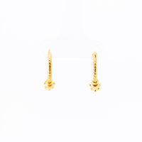 Thumbnail for 22K Yellow Gold Delicate Fancy Hoop Earrings with Textured Stations