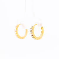 Thumbnail for 22K Gold Huggie Earrings | Small Hoop Earrings with Clear CZ Stones NZ