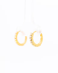 22K Gold Huggie Earrings | Small Hoop Earrings with Clear CZ Stones NZ
