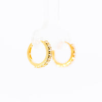 Thumbnail for 22K Gold Huggie Earrings | Small Hoop Earrings with Clear CZ Stones NZ