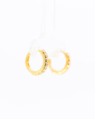 22K Gold Huggie Earrings | Small Hoop Earrings with Clear CZ Stones NZ