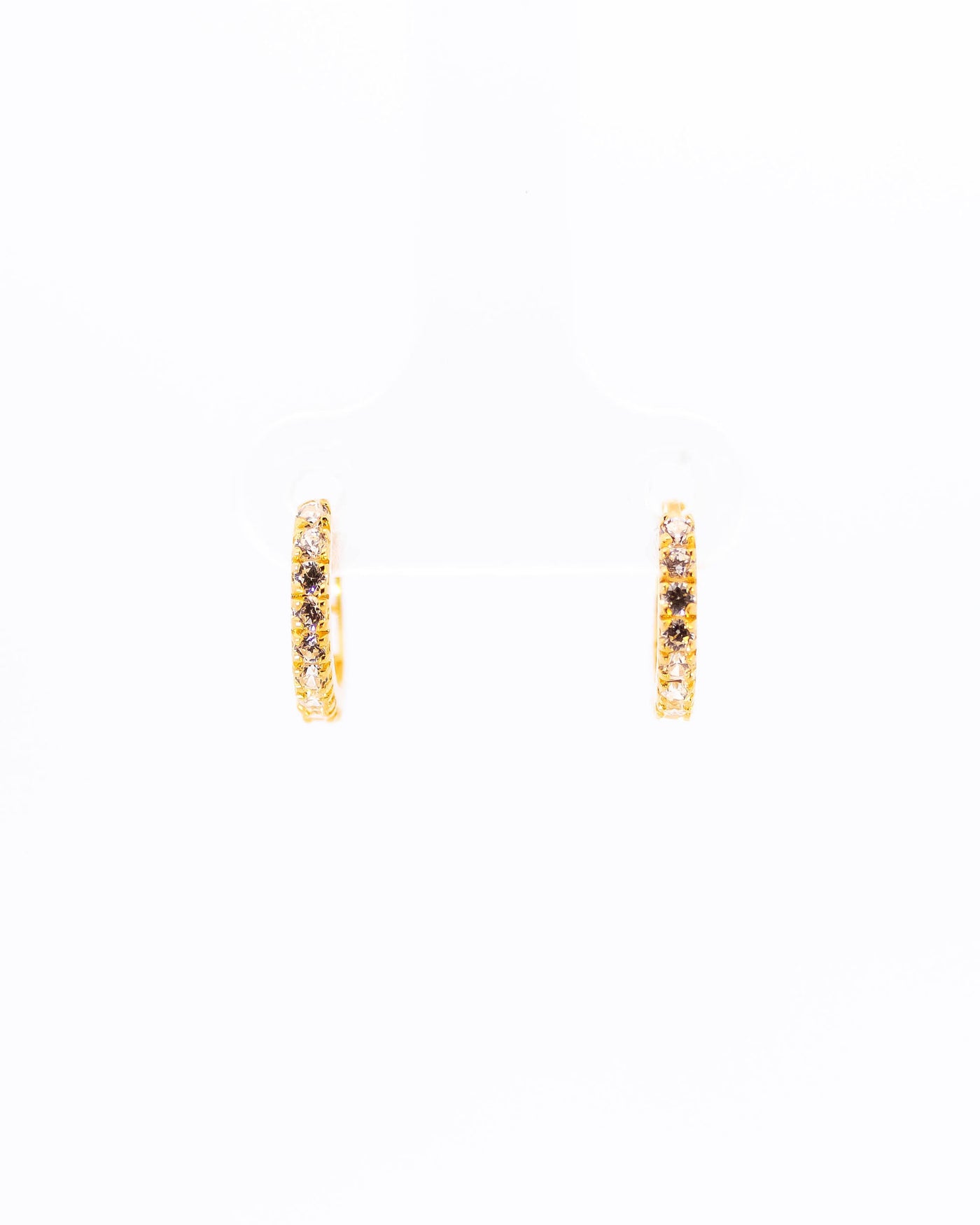22K Gold Huggie Earrings | Small Hoop Earrings with Clear CZ Stones NZ