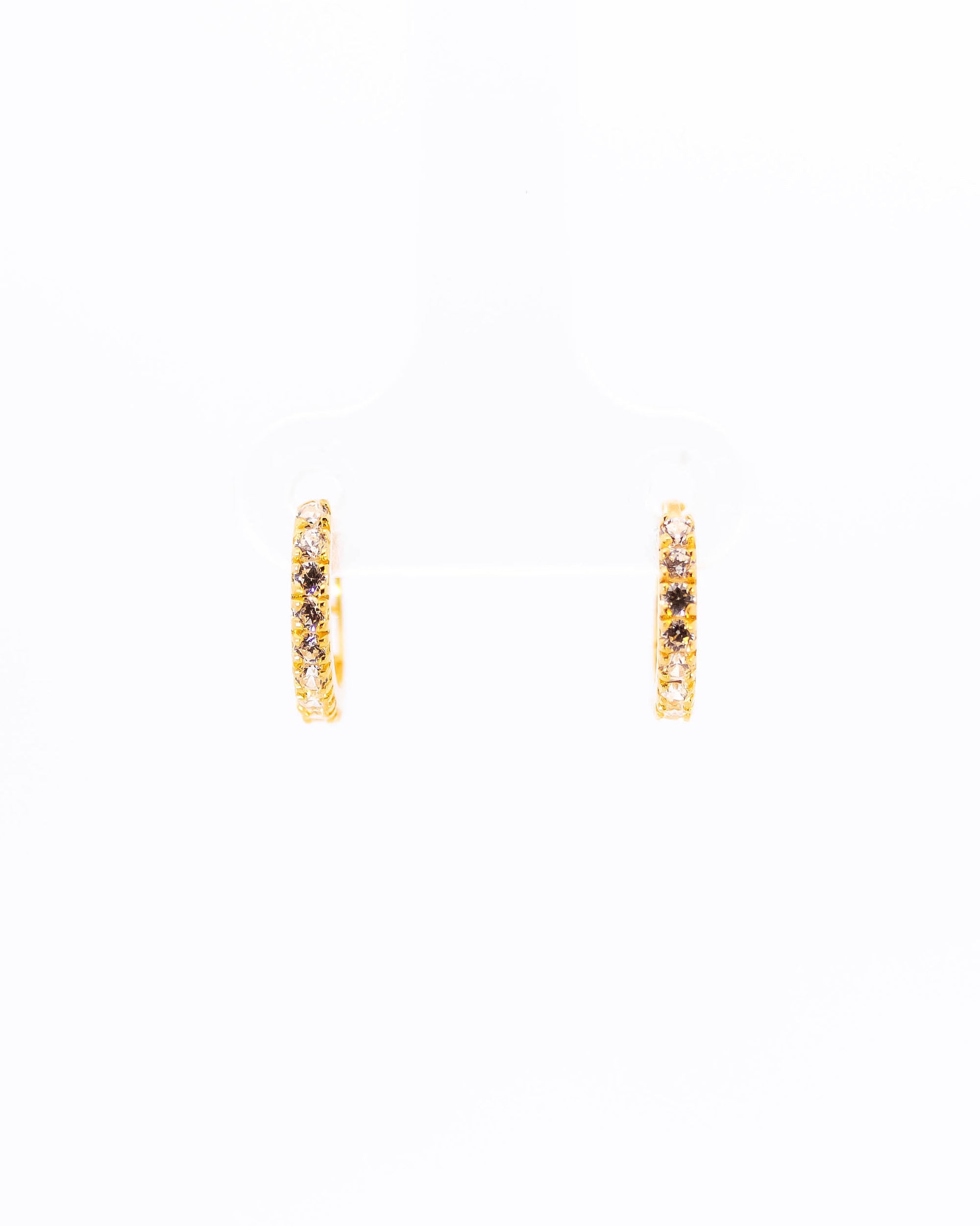 22K Gold Huggie Earrings | Small Hoop Earrings with Clear CZ Stones NZ