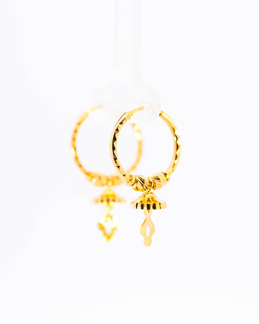 22K Gold Hoop Earrings with Jhumka Drops | Fancy Hanging Gold Earrings NZ
