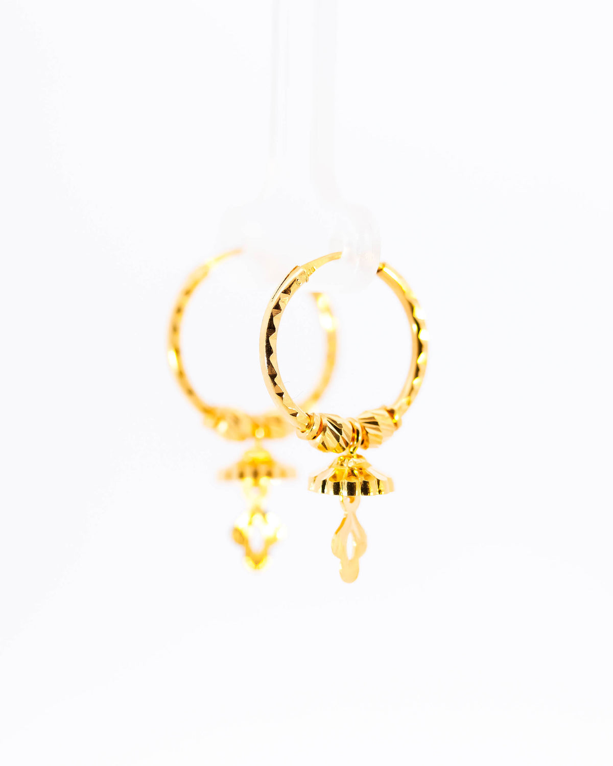 22K Gold Hoop Earrings with Jhumka Drops | Fancy Hanging Gold Earrings NZ