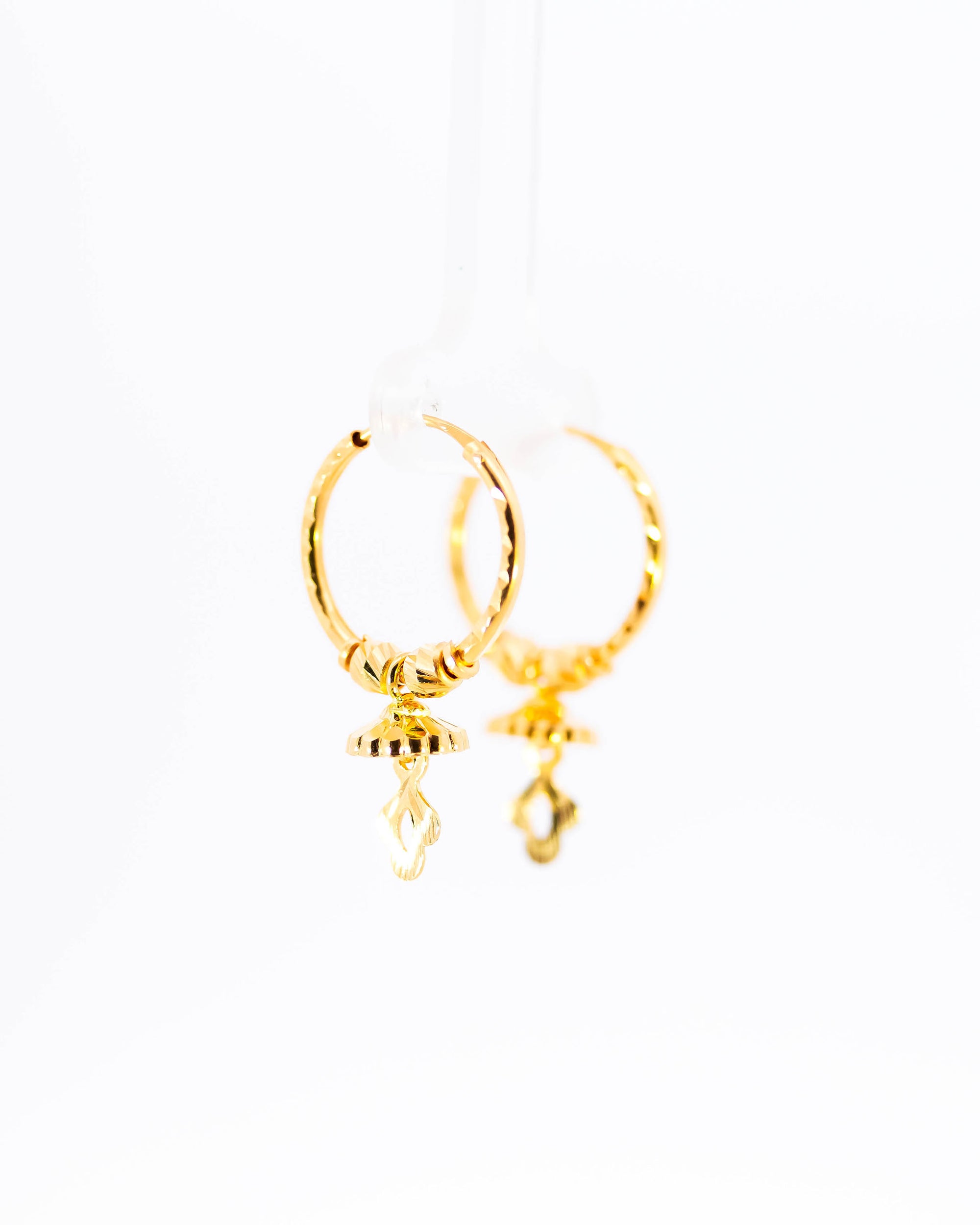 22K Gold Hoop Earrings with Jhumka Drops | Fancy Hanging Gold Earrings NZ