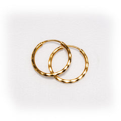 Classic 22K Yellow Gold Diamond-Cut Multi-Faceted Hoop Earrings | 2.32g High-Purity Solid Plain Gold, Timeless Sparkling Everyday Fine Jewelry