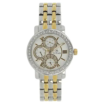 Silver Dial Two Toned Metal Strap Ladies Watch