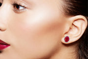 Diamond and Ruby Stud Earrings
