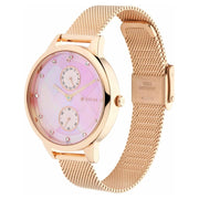 Sparkle Pink Mother of Pearl Dial Leather Strap Ladies Watch