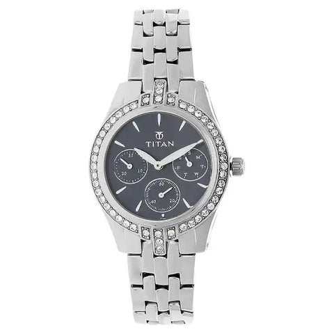 Blue Dial Silver Stainless Steel Strap Ladies Watch