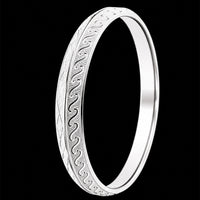 Thumbnail for Men's Solid Heavy Sterling Silver Kada | 925 Diamond-Cut Lattice Bangle 66.7mm