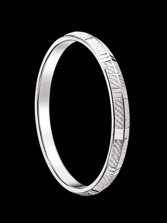 Men's Solid Sterling Silver Kada | 925 Silver Textured Bangle 69.9mm