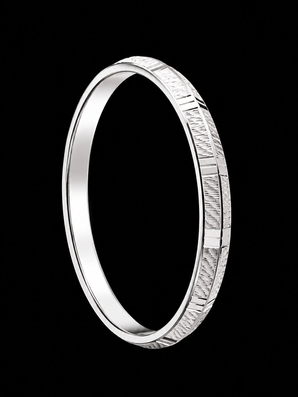 Men's Solid Sterling Silver Kada | 925 Silver Textured Bangle 69.9mm