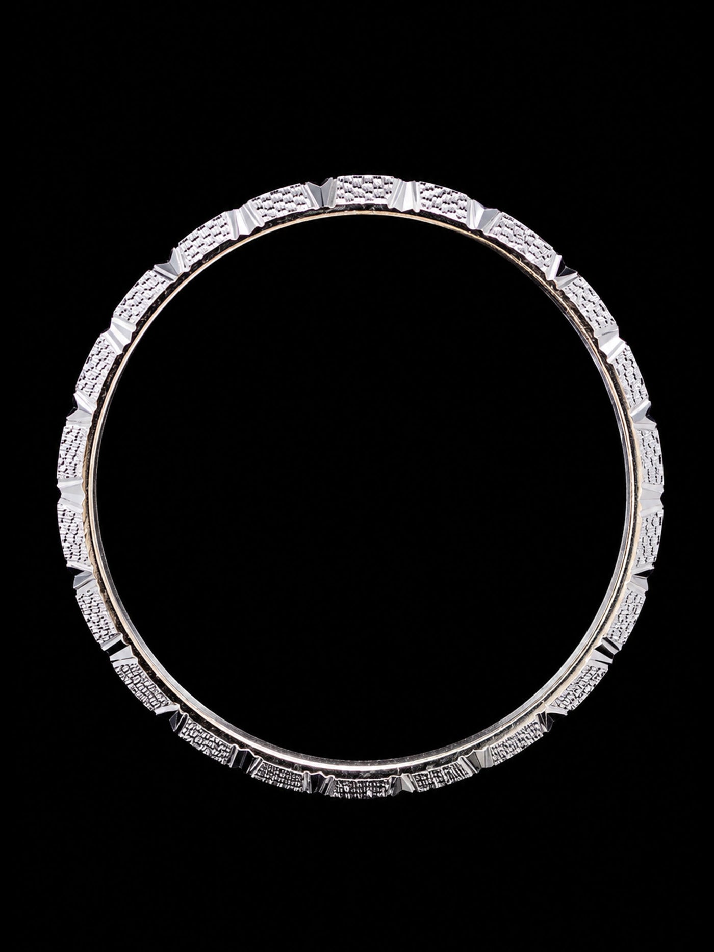 Solid Sterling Silver Men's Faceted Bangle | 70mm Luxury Silver Kada