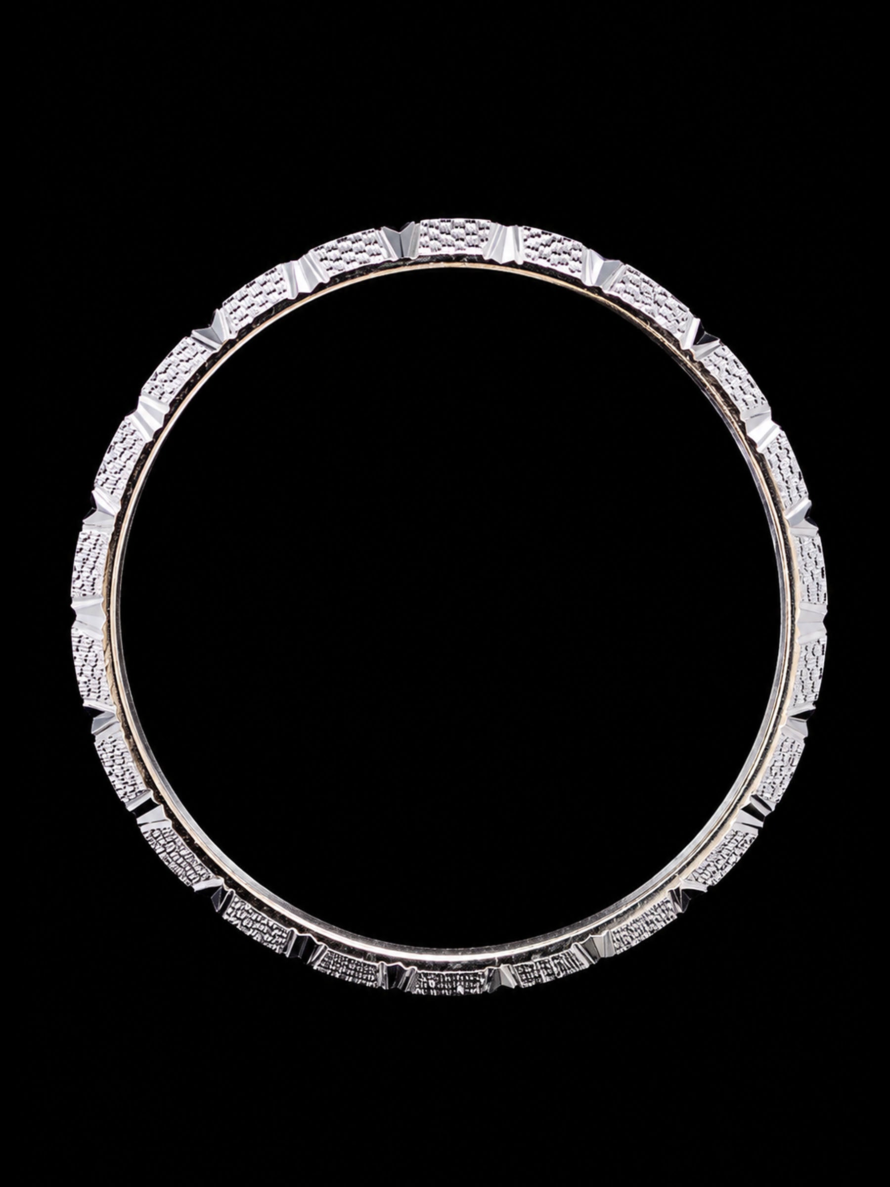 Solid Sterling Silver Men's Faceted Bangle | 70mm Luxury Silver Kada