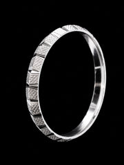 Solid Sterling Silver Men's Faceted Bangle | 70mm Luxury Silver Kada