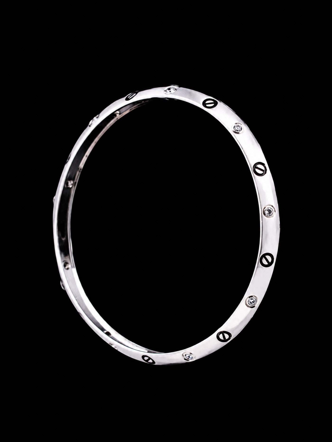 Men's Screw Motif Sterling Silver Bangle | 925 Silver Stone Set Kada 73mm