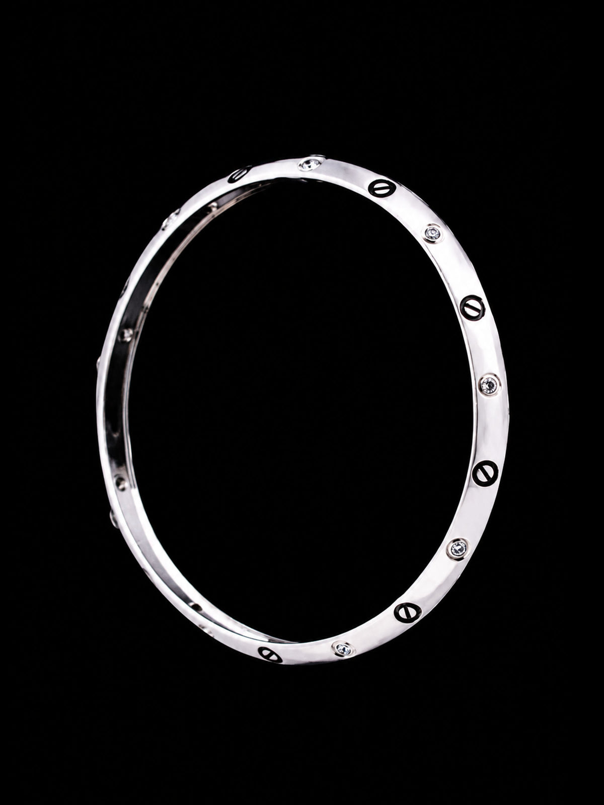 Men's Screw Motif Sterling Silver Bangle | 925 Silver Stone Set Kada 73mm