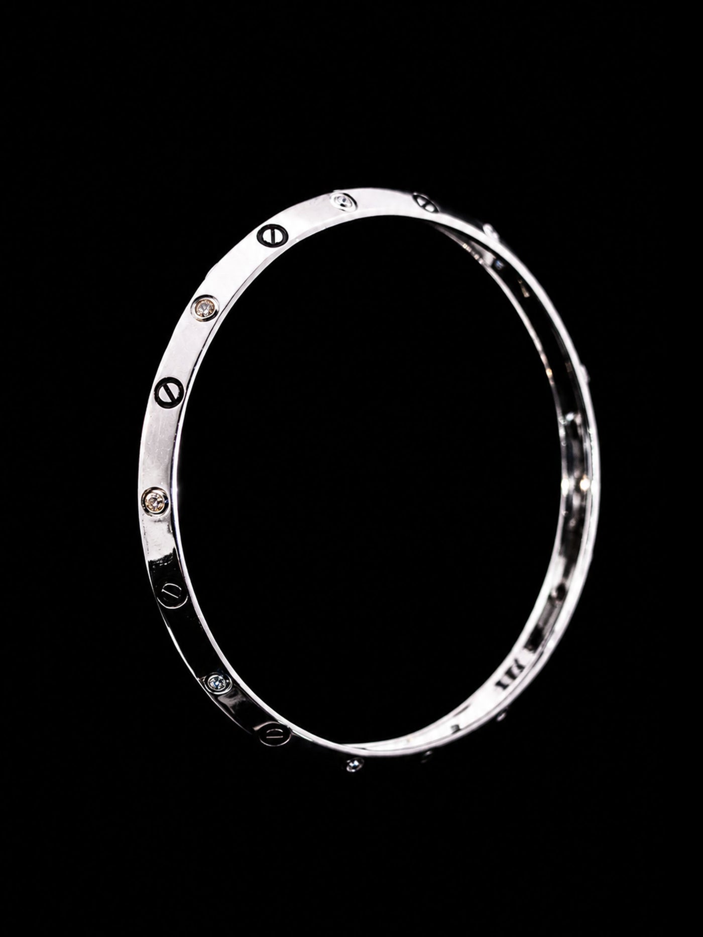 Men's Screw Motif Sterling Silver Bangle | 925 Silver Stone Set Kada 73mm