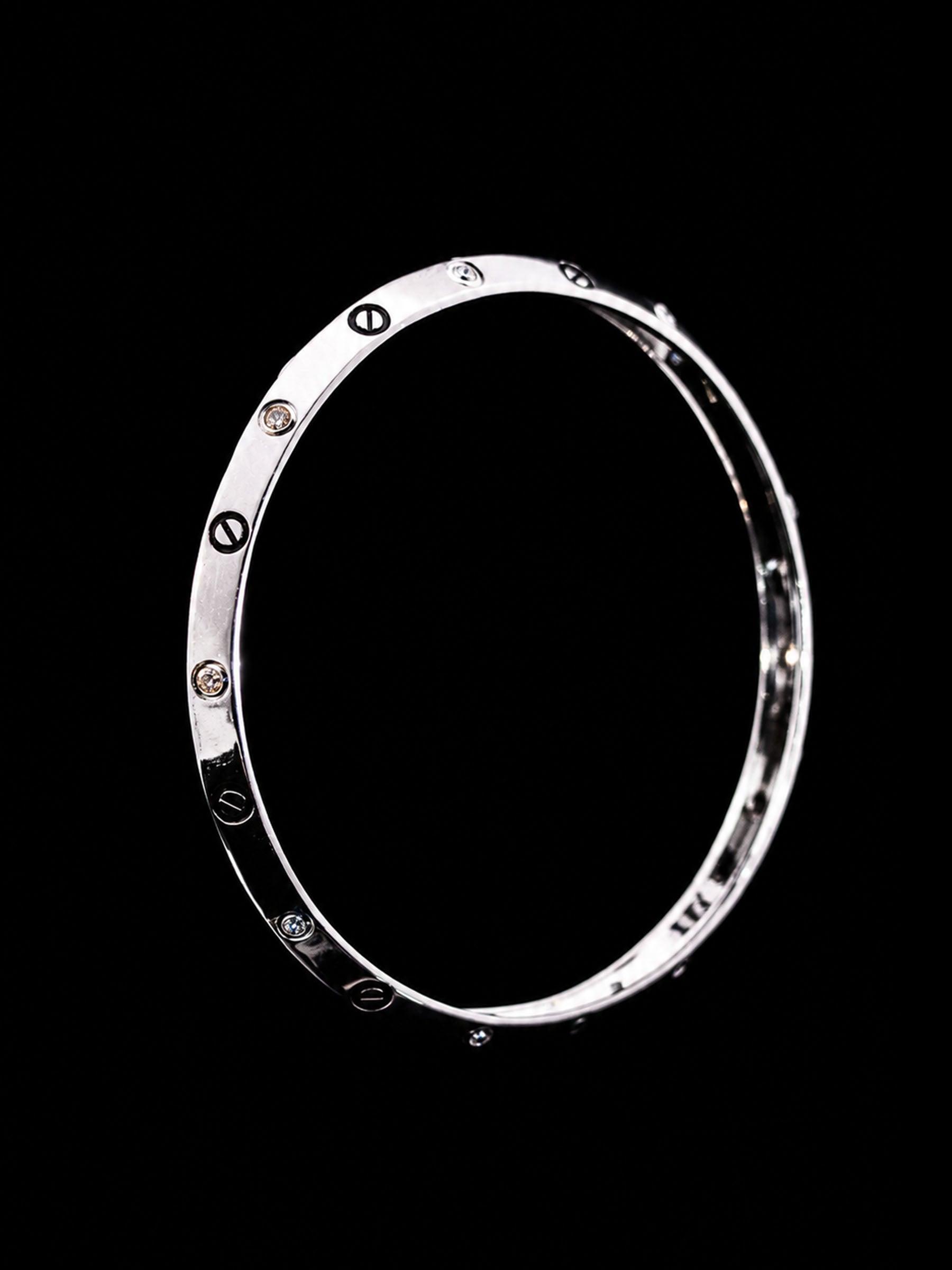 Men's Screw Motif Sterling Silver Bangle | 925 Silver Stone Set Kada 73mm