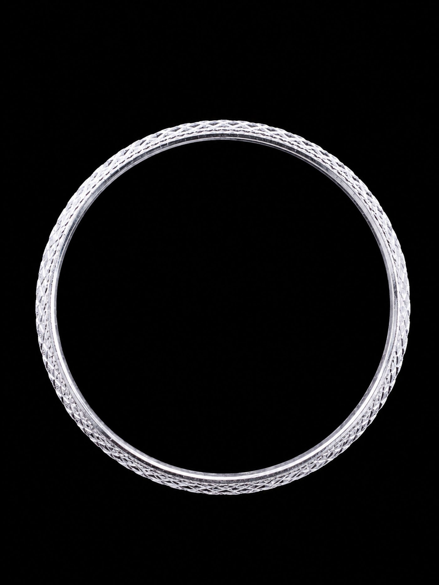 Men's Cross-Hatch Sterling Silver Bangle | 925 Solid Silver Kada 73mm