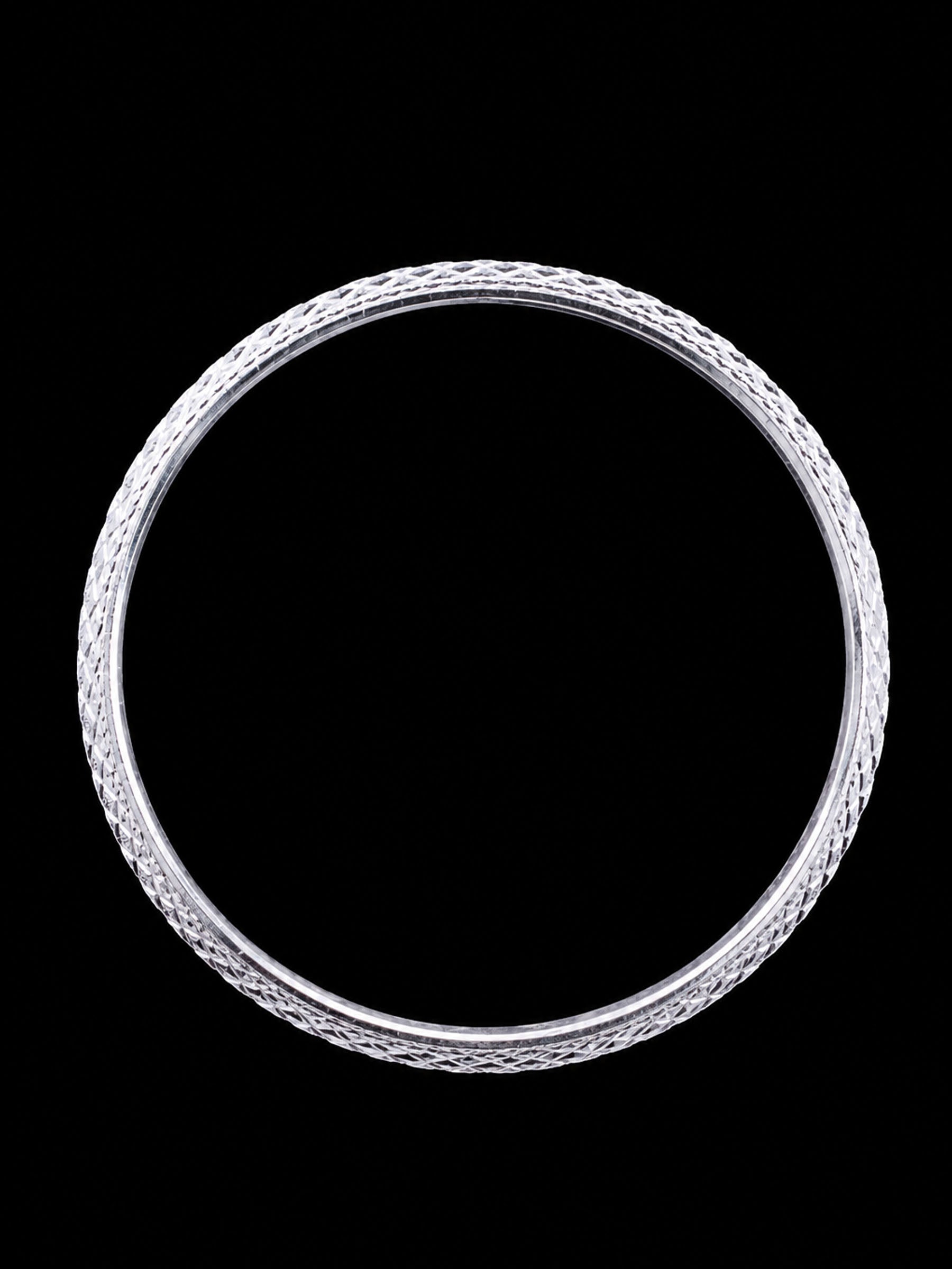Men's Cross-Hatch Sterling Silver Bangle | 925 Solid Silver Kada 73mm