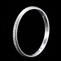 Thumbnail for Men's Cross-Hatch Sterling Silver Bangle | 925 Solid Silver Kada 73mm