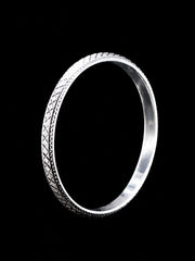 Men's Cross-Hatch Sterling Silver Bangle | 925 Solid Silver Kada 73mm