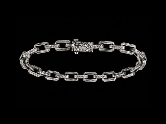 The Vanguard Heavy Sterling Silver Men's Bracelet – Four-Sided Boxed Byzantine Weave