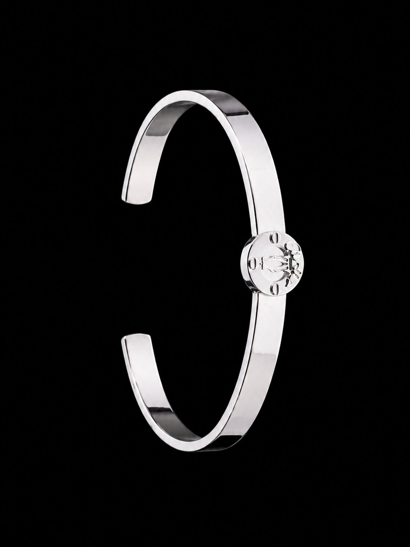 Men's Sterling Silver Cuff Bracelet | 925 Silver Signet Crest Open Bangle
