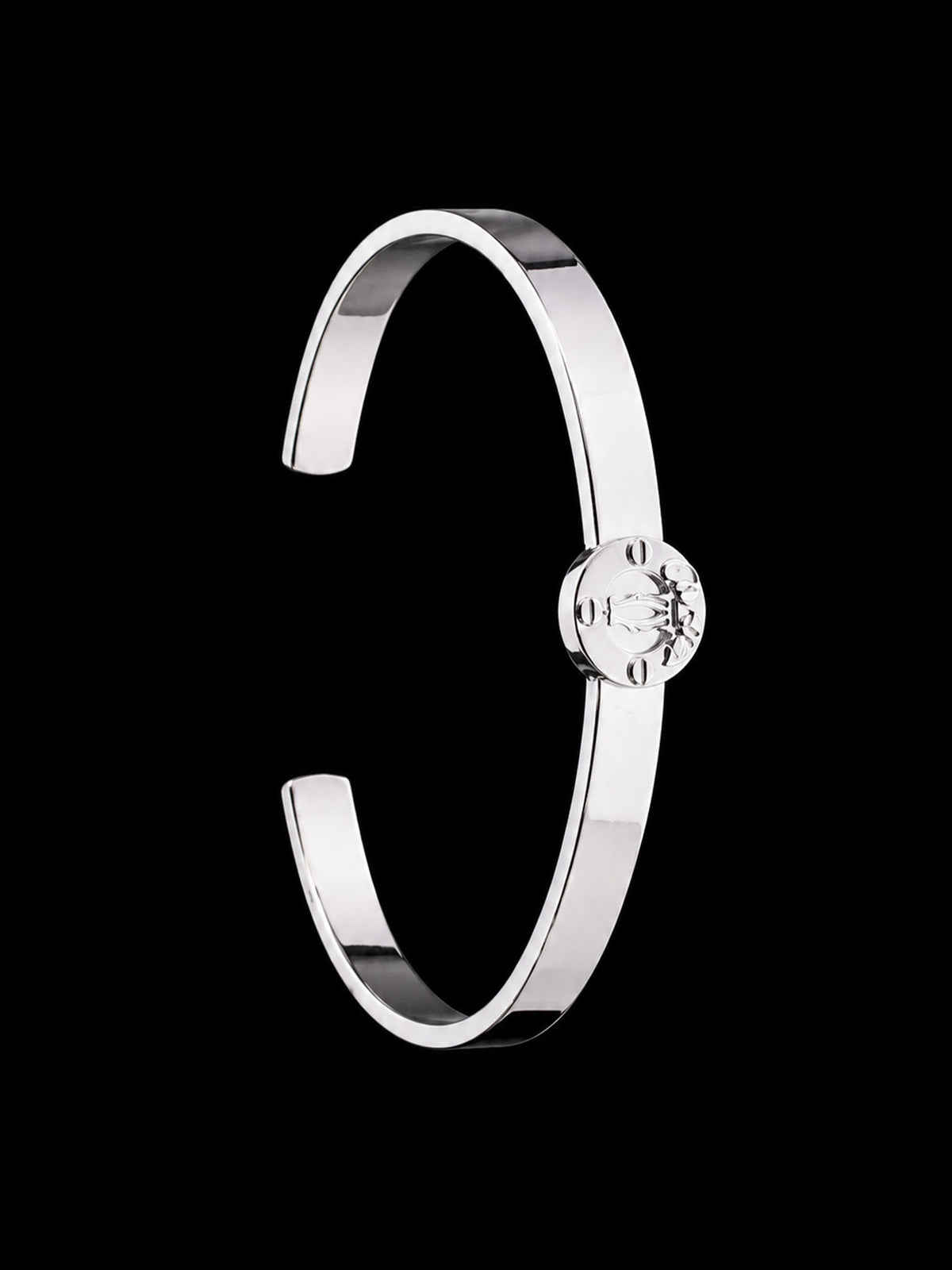Men's Sterling Silver Cuff Bracelet | 925 Silver Signet Crest Open Bangle