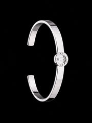 Men's Sterling Silver Cuff Bracelet | 925 Silver Signet Crest Open Bangle
