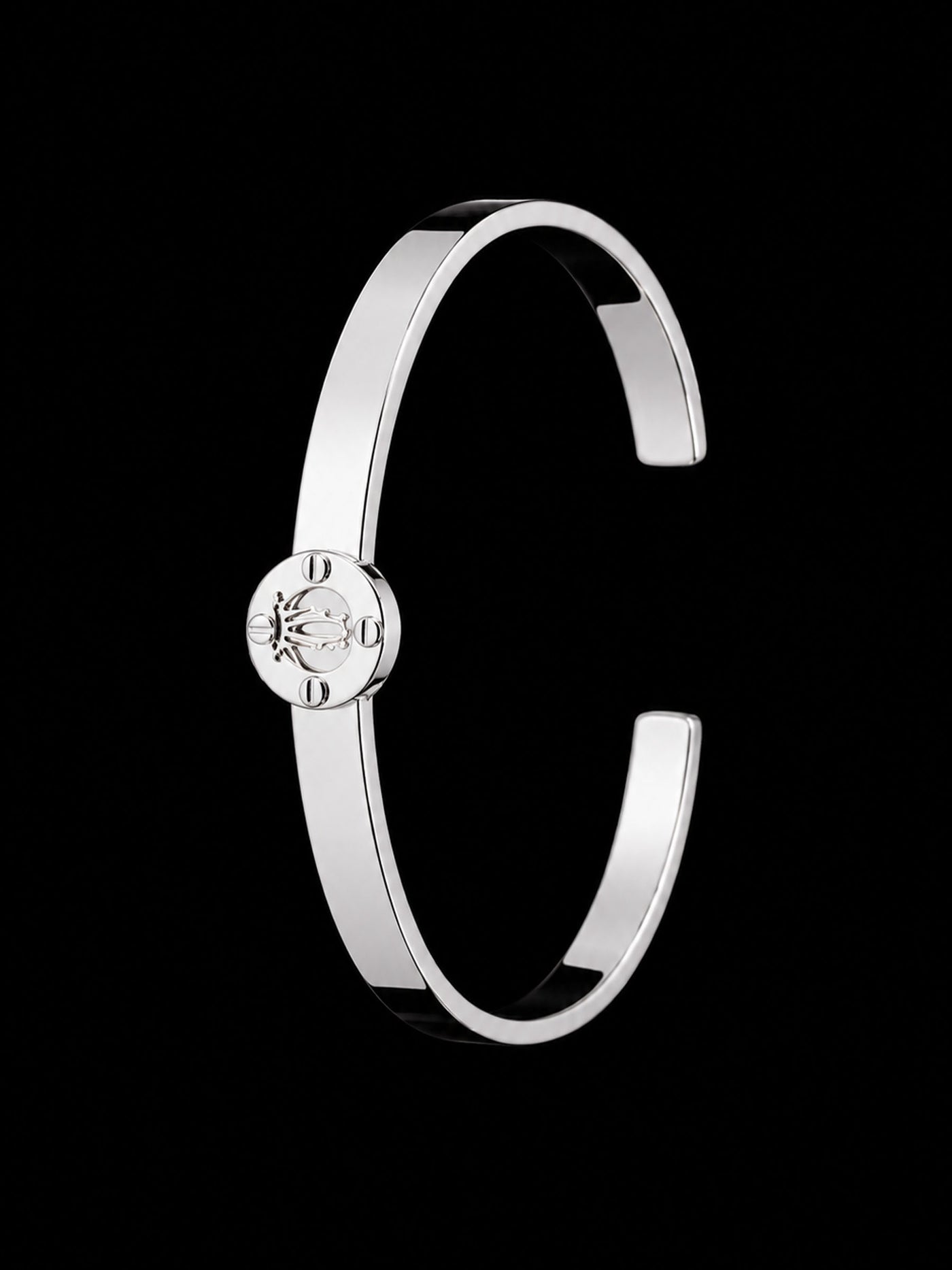 Men's Sterling Silver Cuff Bracelet | 925 Silver Signet Crest Open Bangle
