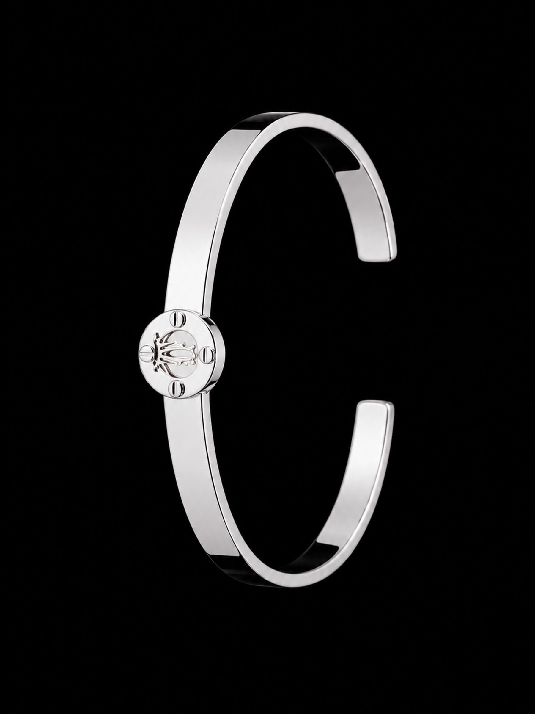 Men's Sterling Silver Cuff Bracelet | 925 Silver Signet Crest Open Bangle