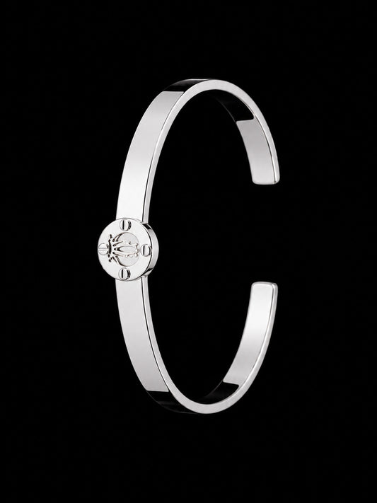 Men's Sterling Silver Cuff Bracelet | 925 Silver Signet Crest Open Bangle