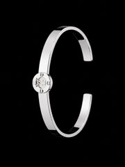 Men's Sterling Silver Cuff Bracelet | 925 Silver Signet Crest Open Bangle