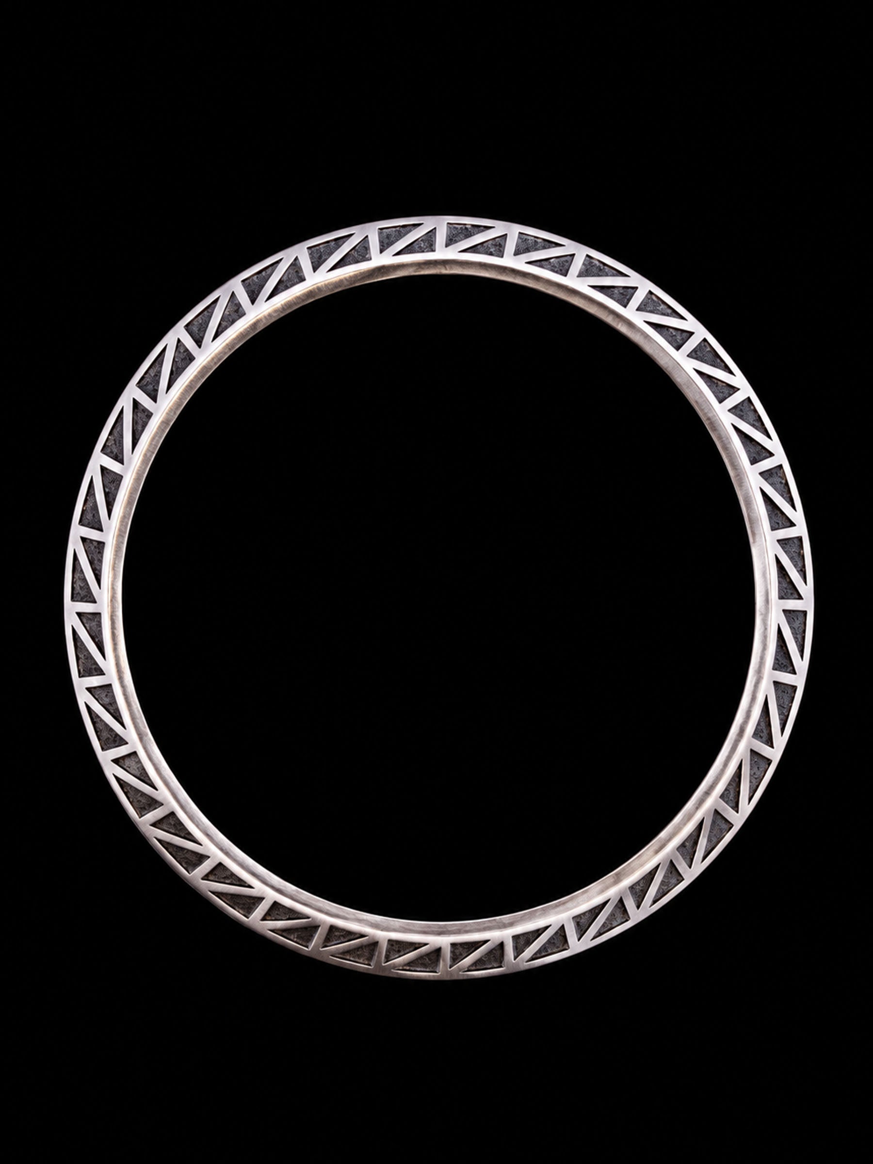 Men's Oxidized Tribal Sterling Silver Bangle | 925 Chevron Kada 69.9mm