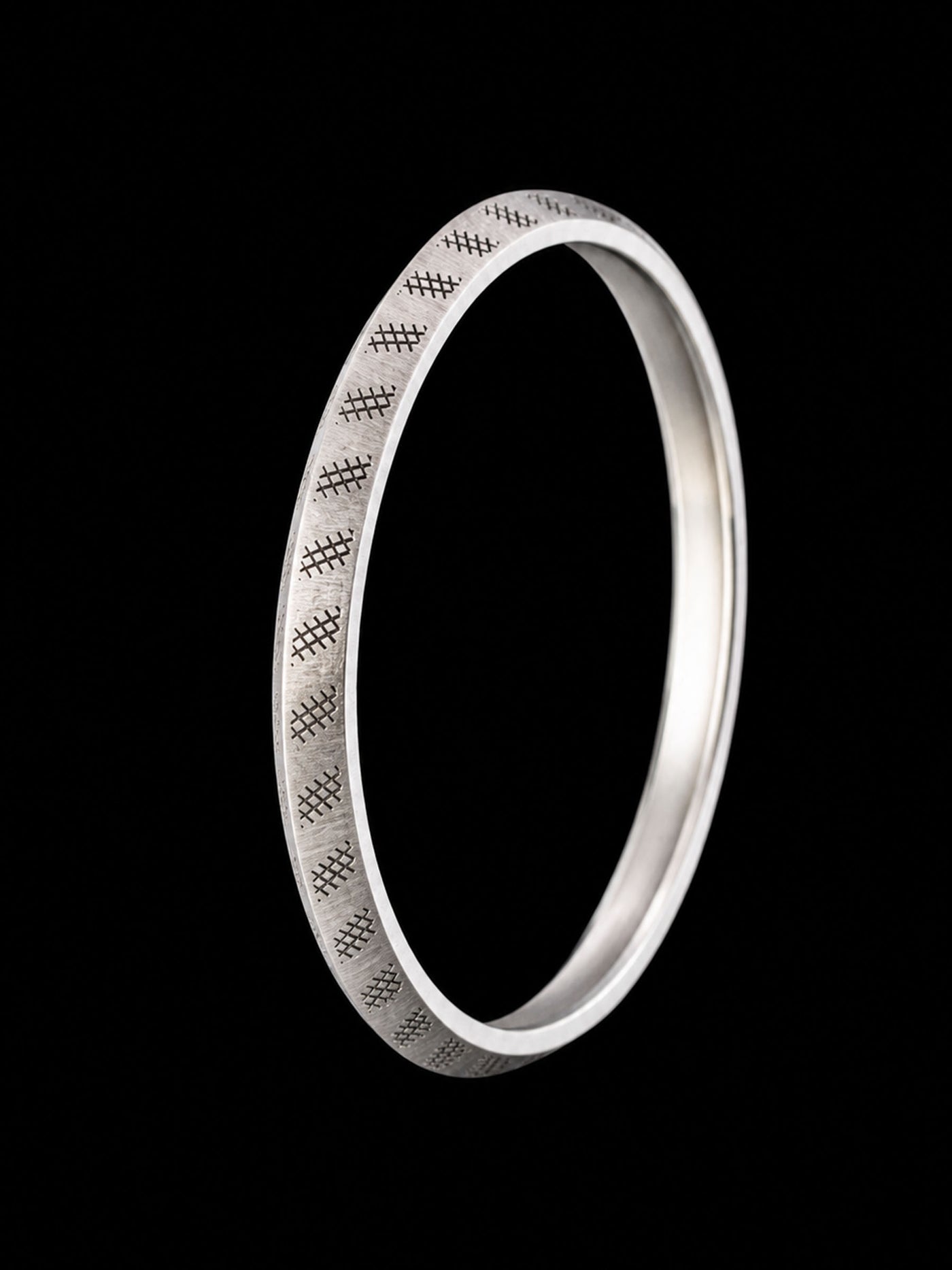 Men's Oxidized Tribal Sterling Silver Bangle | 925 Chevron Kada 69.9mm