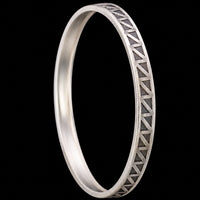 Thumbnail for Men's Oxidized Tribal Sterling Silver Bangle | 925 Chevron Kada 69.9mm