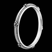Thumbnail for Men's Rope Inlay Sterling Silver Bangle | 925 Silver Studded Kada 73mm