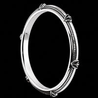 Thumbnail for Men's Rope Inlay Sterling Silver Bangle | 925 Silver Studded Kada 73mm
