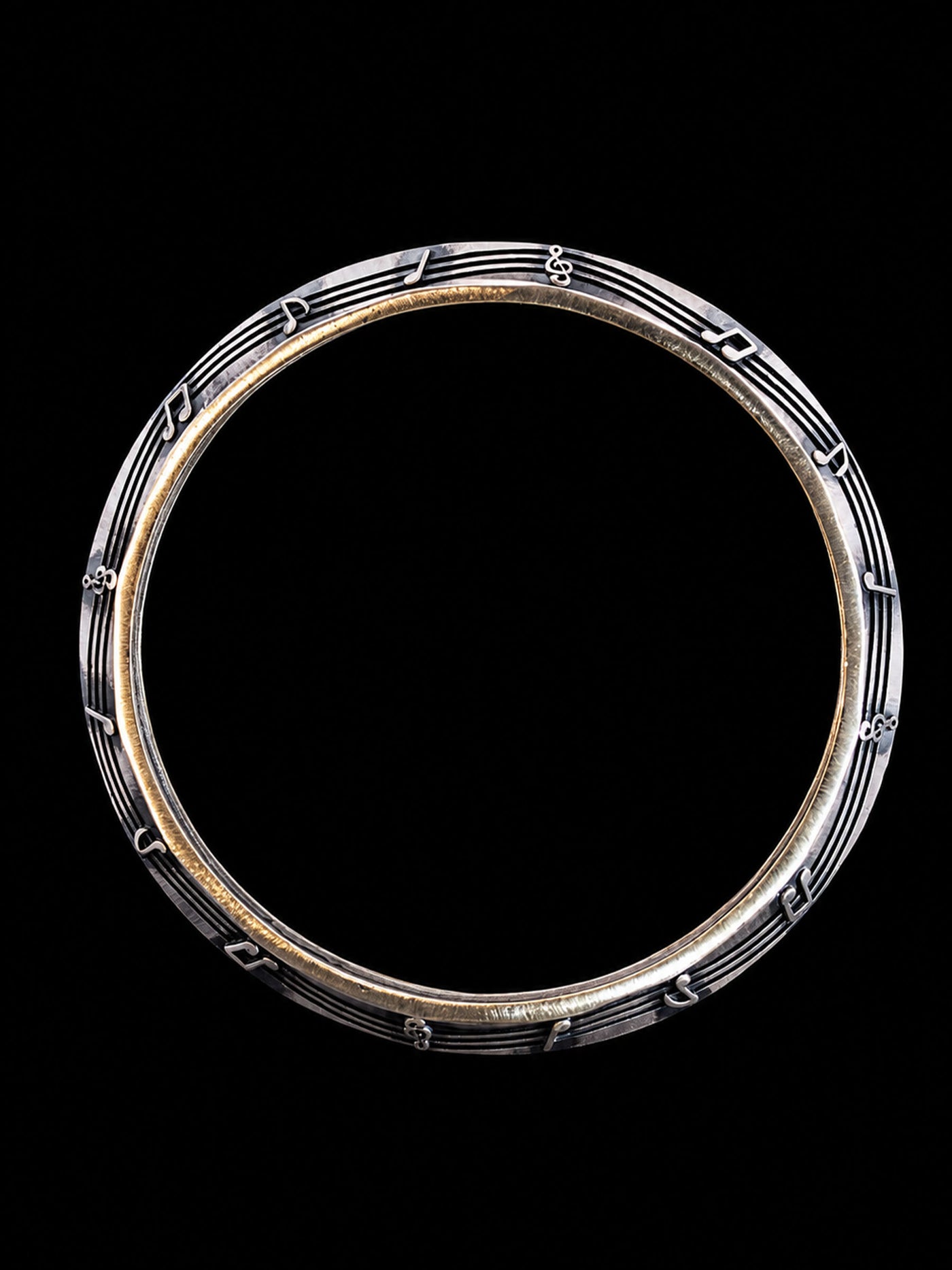 Men's Musical Notes Sterling Silver Bangle | 925 Silver Kada 73mm