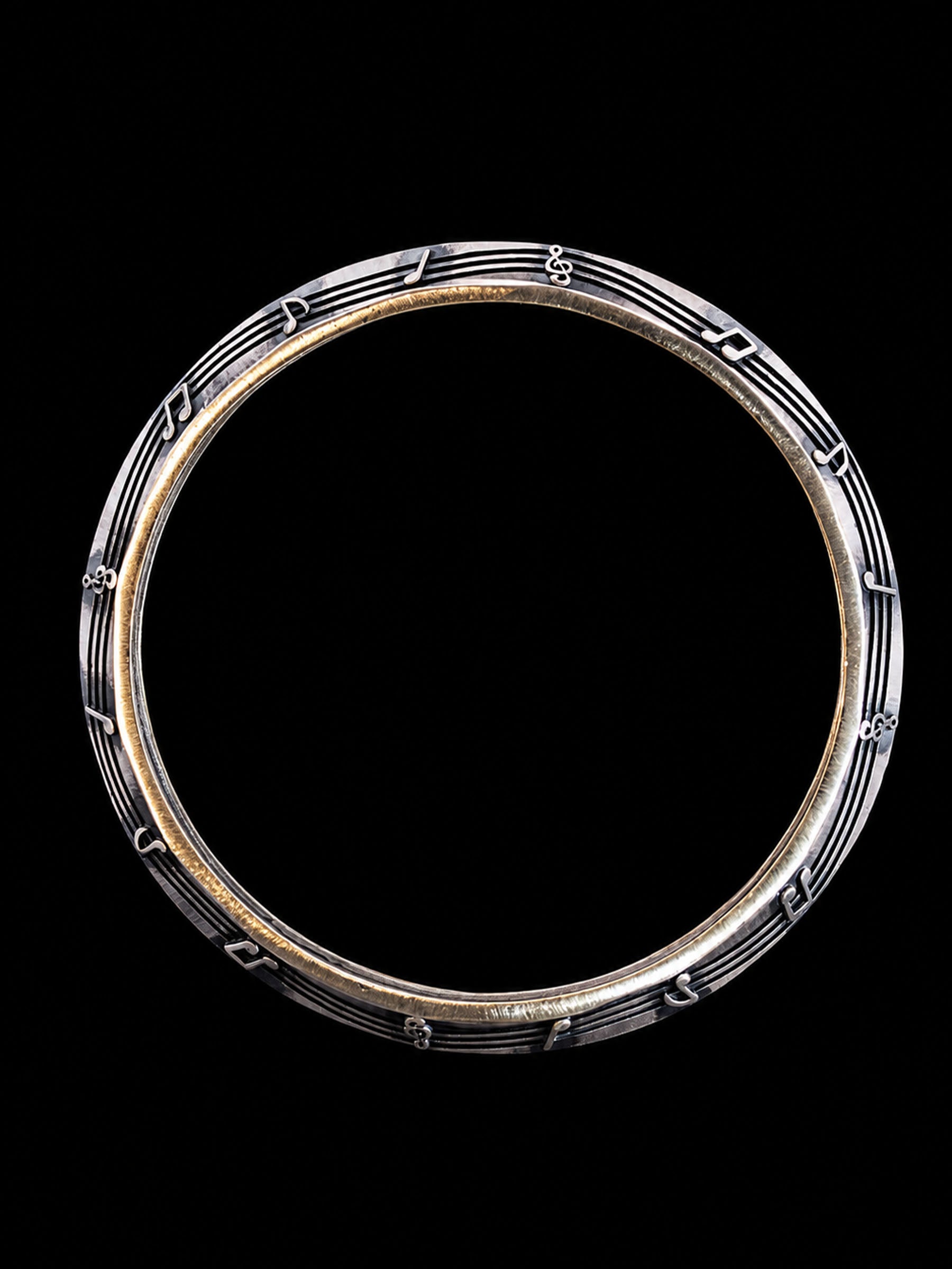 Men's Musical Notes Sterling Silver Bangle | 925 Silver Kada 73mm