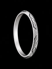 Men's Snakeskin Textured Sterling Silver Kada | 925 Scales Bangle 69.9mm
